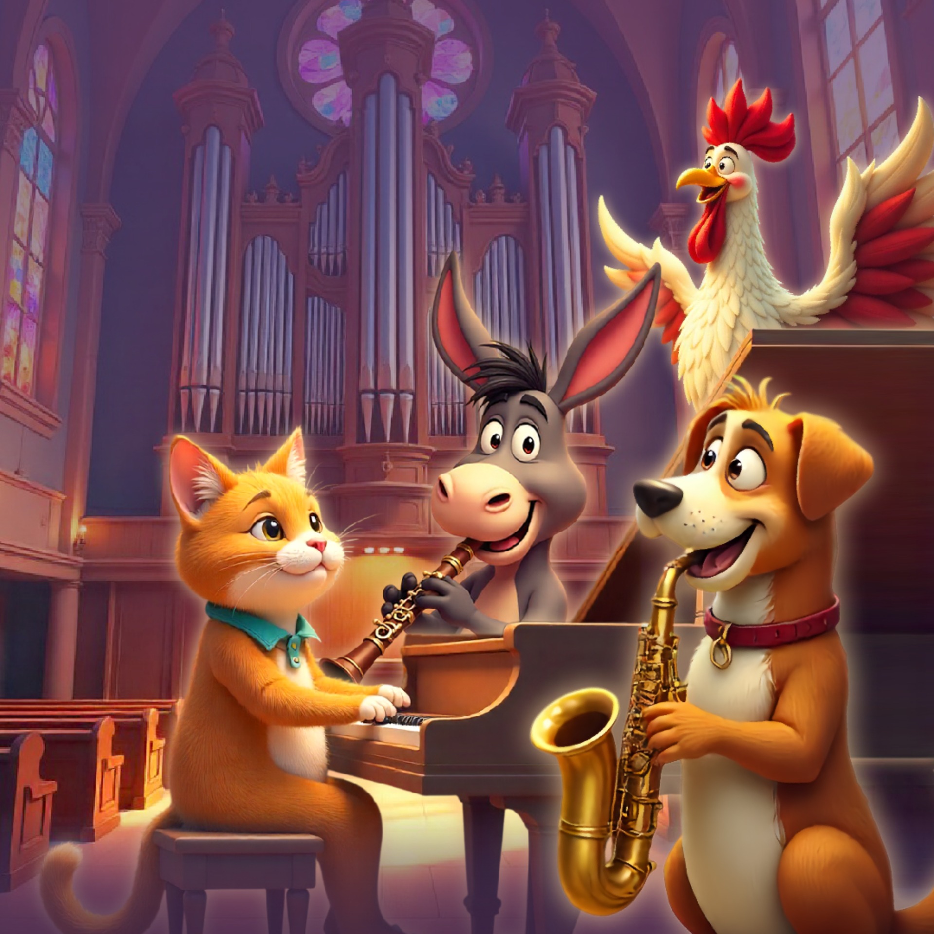 Музыканты из Бремена. О. Матвеев (саксофон, кларнет г. Москва), О. Голованова (фортепиано, г. Москва), Д. Ушаков (орган, г. Томск)